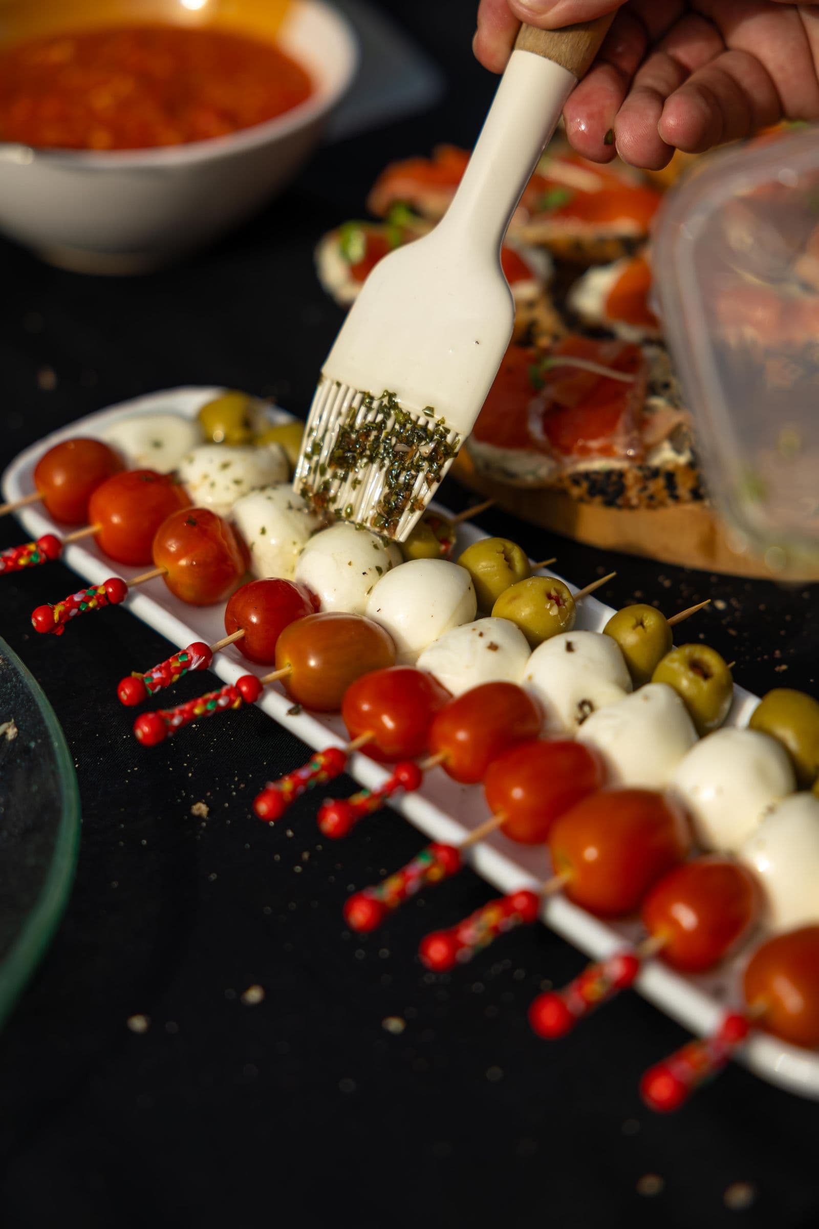 Cheese and olive skewer