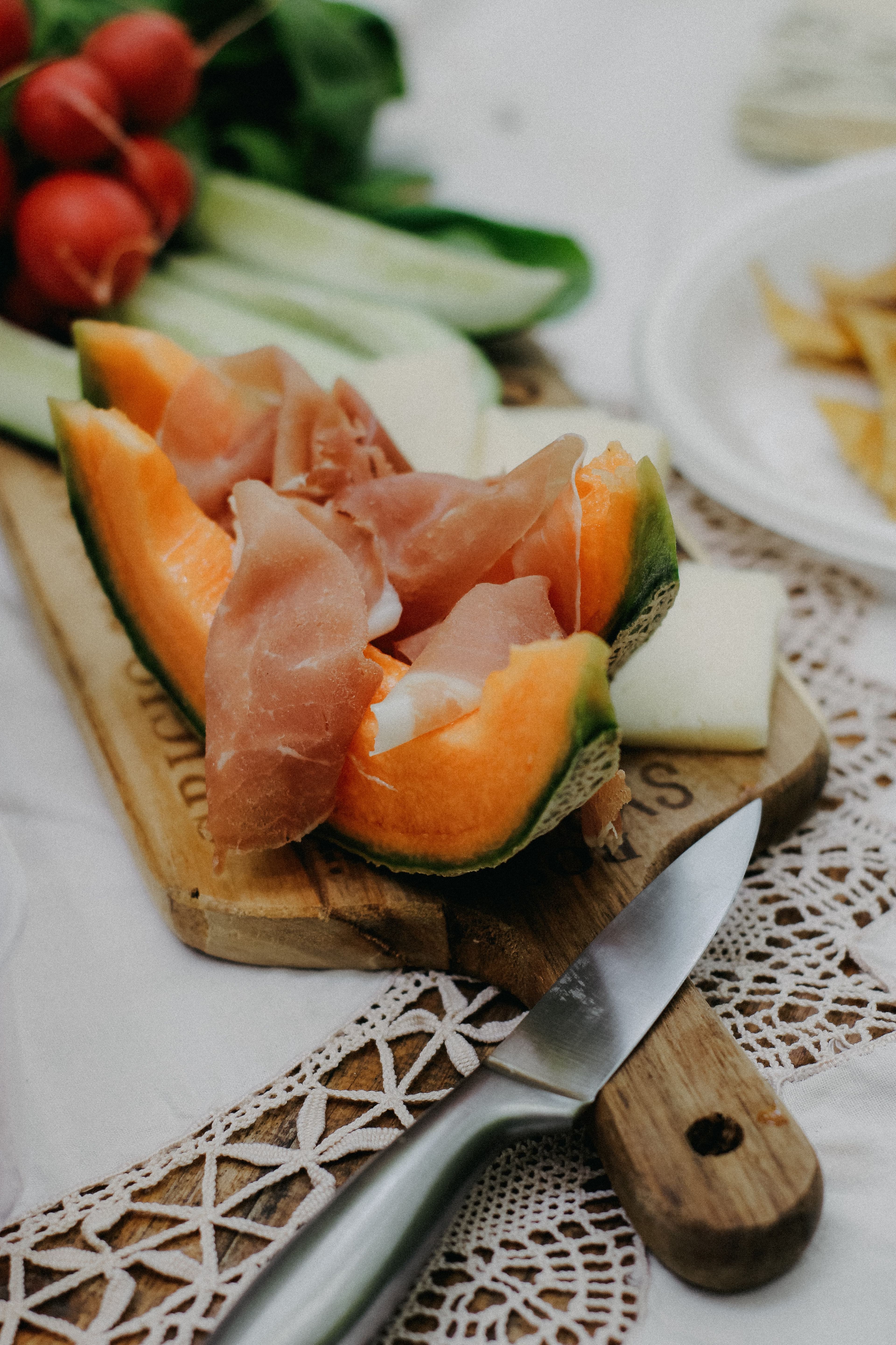 Duck and melon skewer